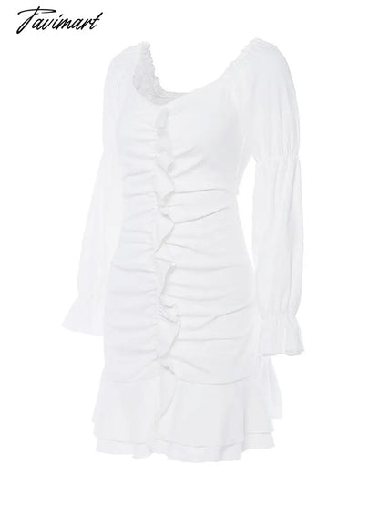 Ladies Sexy One-Line Neck Two-Wear Backless Party Mini Dress Fashion Solid Long Lantern Sleeve Dresses Spring Elegant Slim Dress
