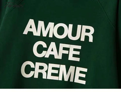 Letter Print Sweatshirt Women Autumn Winter Round Neck Casual Oversized Sweaters Tops Femme Fasion Pullover Hoodie