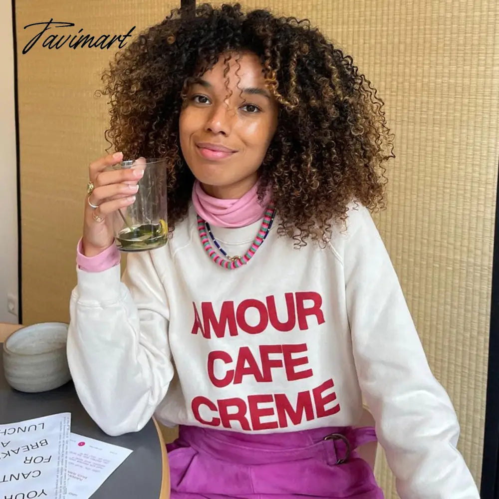 Letter Print Sweatshirt Women Autumn Winter Round Neck Casual Oversized Sweaters Tops Femme Fasion Pullover Hoodie