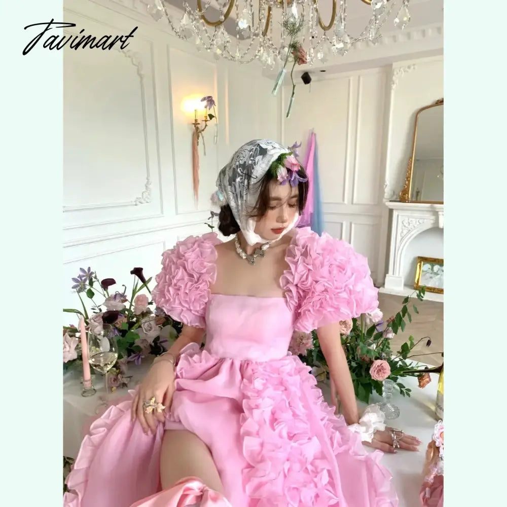 Lolita Style Prom Gowns Lush Custom Layered Pink Party Dress Ruffle Long Prom Gown with Sleeves Photoshoot vestido de fiesta