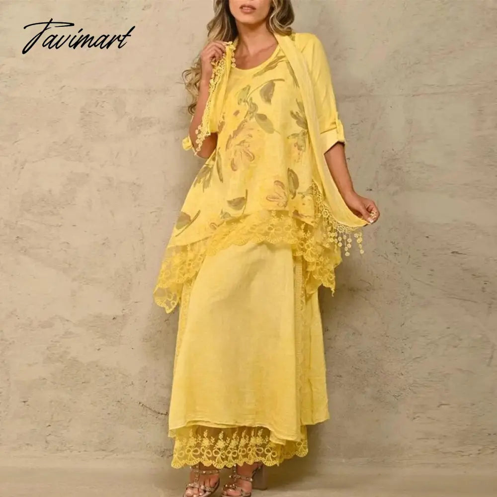 Long Sleeve O-neck Tops And Long Skirt Suit Lady Casual Solid Embroidery 2-piece Sets Fashion Loose Lace Irregular Commuter Suit