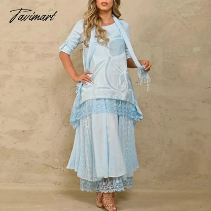 Long Sleeve O-neck Tops And Long Skirt Suit Lady Casual Solid Embroidery 2-piece Sets Fashion Loose Lace Irregular Commuter Suit