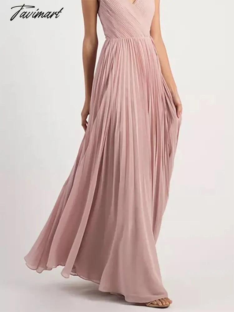 Lucyinlove Elegant Chiffon V-Neck Pleated Evening Dress Formal Party Prom Gown Dresses Robe Vestidos De Fiesta For Women