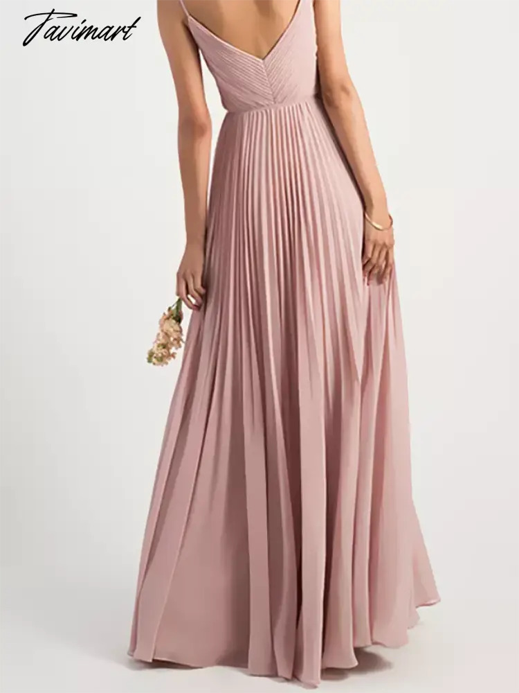Lucyinlove Elegant Chiffon V-Neck Pleated Evening Dress Formal Party Prom Gown Dresses Robe Vestidos De Fiesta For Women