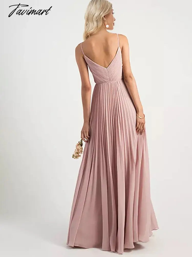 Lucyinlove Elegant Chiffon V-Neck Pleated Evening Dress Formal Party Prom Gown Dresses Robe Vestidos De Fiesta For Women