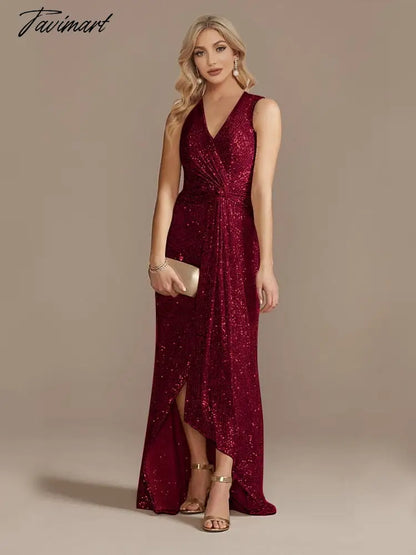 Luxury Floor Length V-Neck Evening Dress Elegant Slit Party Women Wedding Sequins For Formal Prom Cocktail Dress