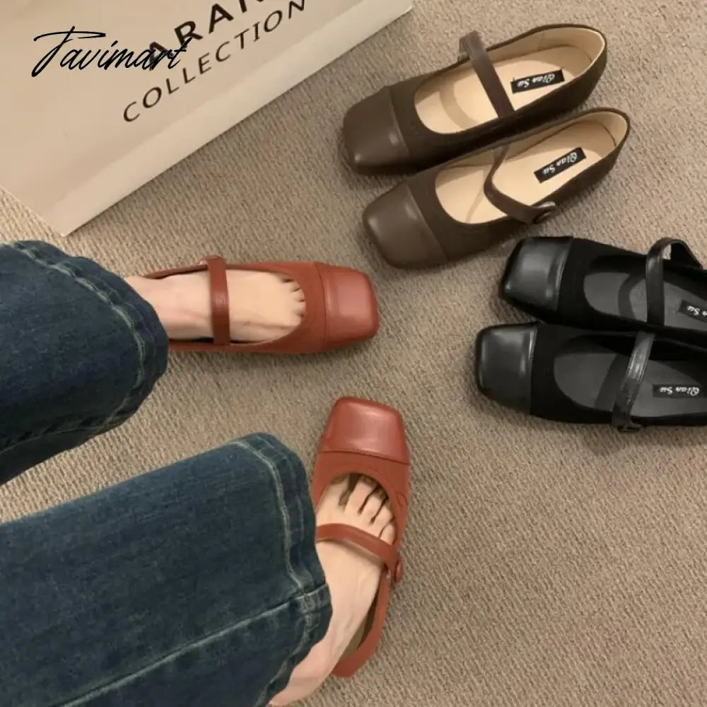 Mary Jane Shoes Square Toe Women's Shoes Ballet Flats 2024 Spring/Autumn Flats Women Shoes