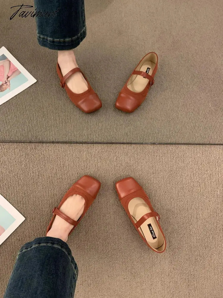 Mary Jane Shoes Square Toe Women's Shoes Ballet Flats 2024 Spring/Autumn Flats Women Shoes