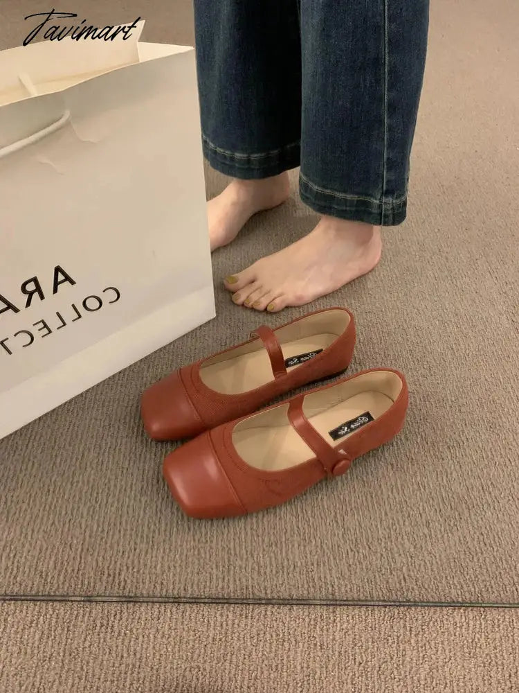 Mary Jane Shoes Square Toe Women's Shoes Ballet Flats 2024 Spring/Autumn Flats Women Shoes