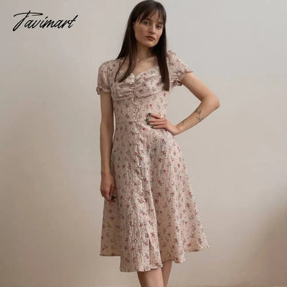 Maxi Floral Dresses for Women Beach Style Vintage Square Collar Summer Dresses Womens Fashion Chic Designer Puff Sleeve