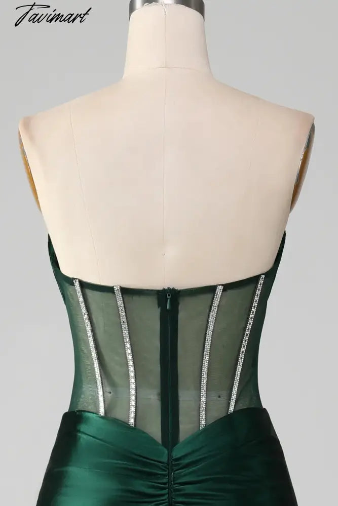 Mermaid Sweetheart Dark Green Corset Prom Dress with Split Front vestidos de fiesta elegantes para mujer2024