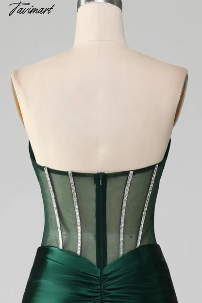 Mermaid Sweetheart Dark Green Corset Prom Dress with Split Front vestidos de fiesta elegantes para mujer2024