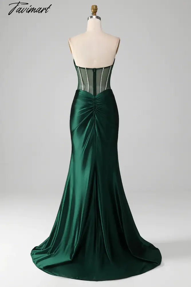 Mermaid Sweetheart Dark Green Corset Prom Dress with Split Front vestidos de fiesta elegantes para mujer2024