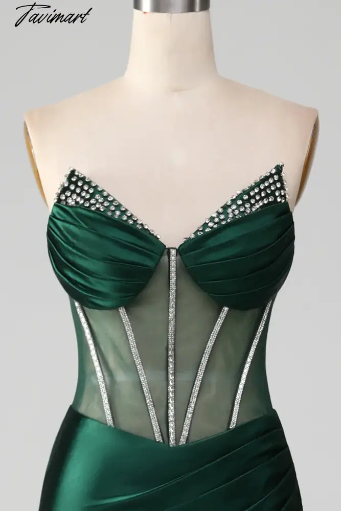 Mermaid Sweetheart Dark Green Corset Prom Dress with Split Front vestidos de fiesta elegantes para mujer2024