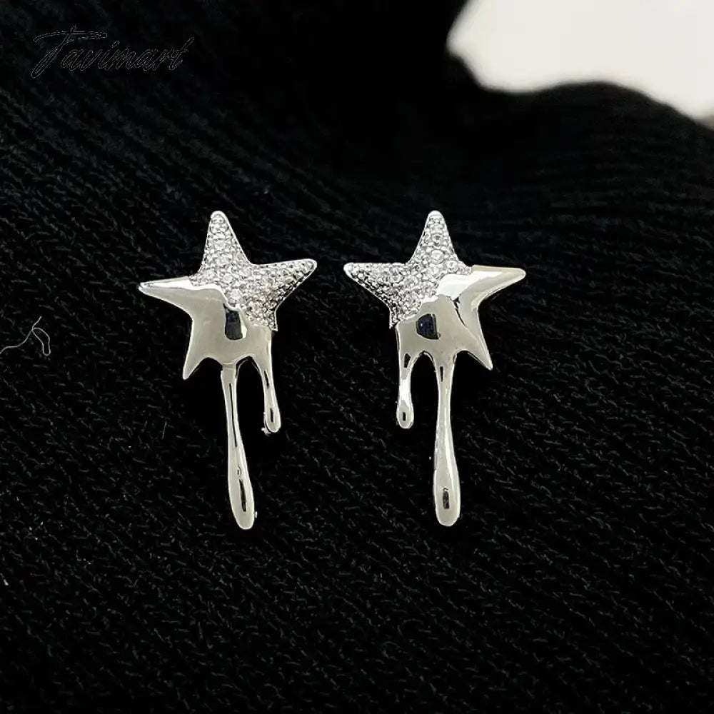 Micro Pave Metallic Star Earrings For Women Personality New Fashion Jewelry Earings Wholesale