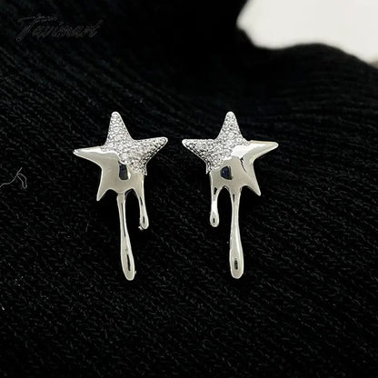 Micro Pave Metallic Star Earrings For Women Personality New Fashion Jewelry Earings Wholesale