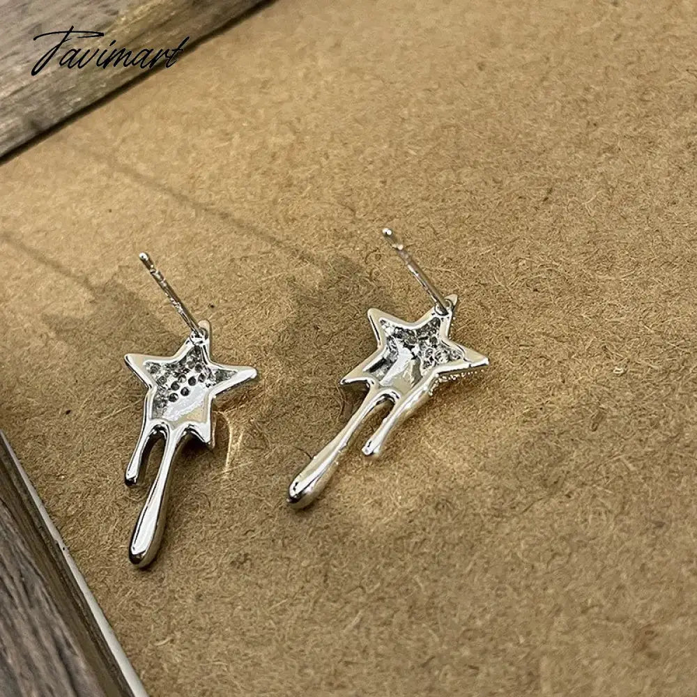 Micro Pave Metallic Star Earrings For Women Personality New Fashion Jewelry Earings Wholesale