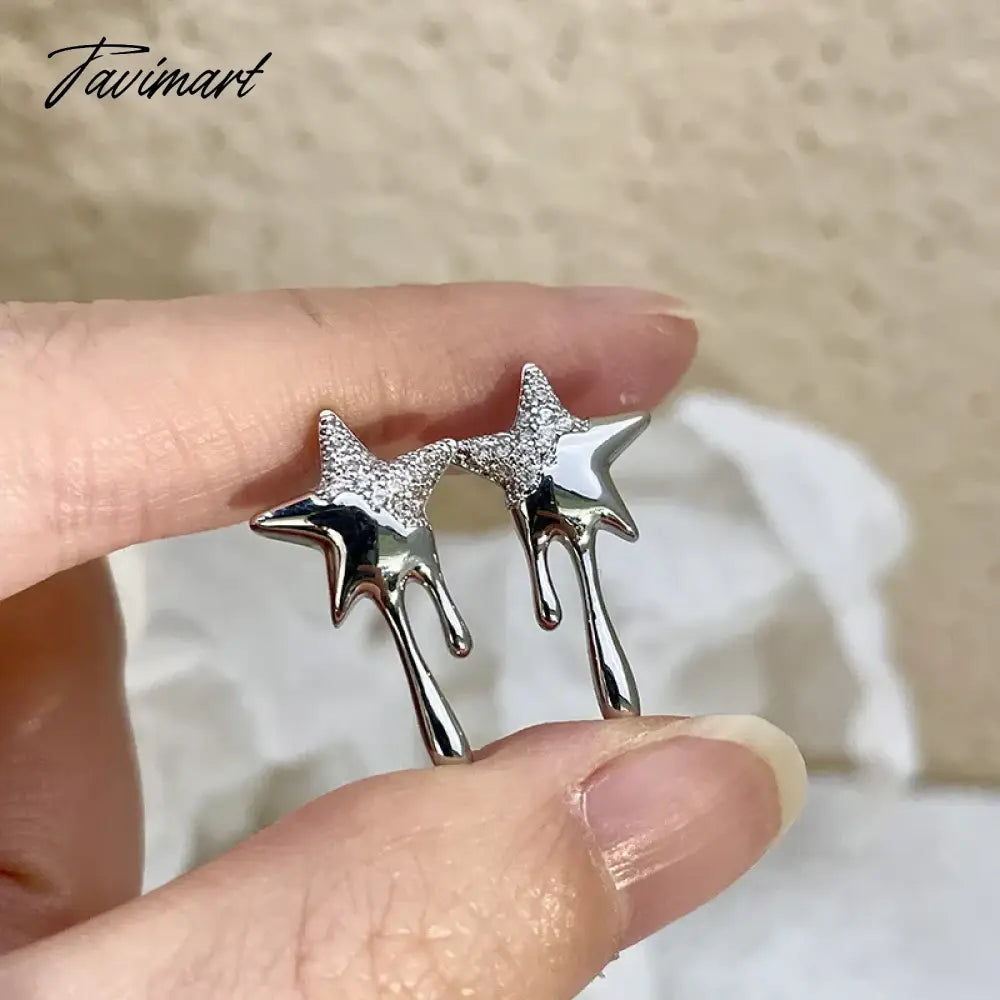 Micro Pave Metallic Star Earrings For Women Personality New Fashion Jewelry Earings Wholesale