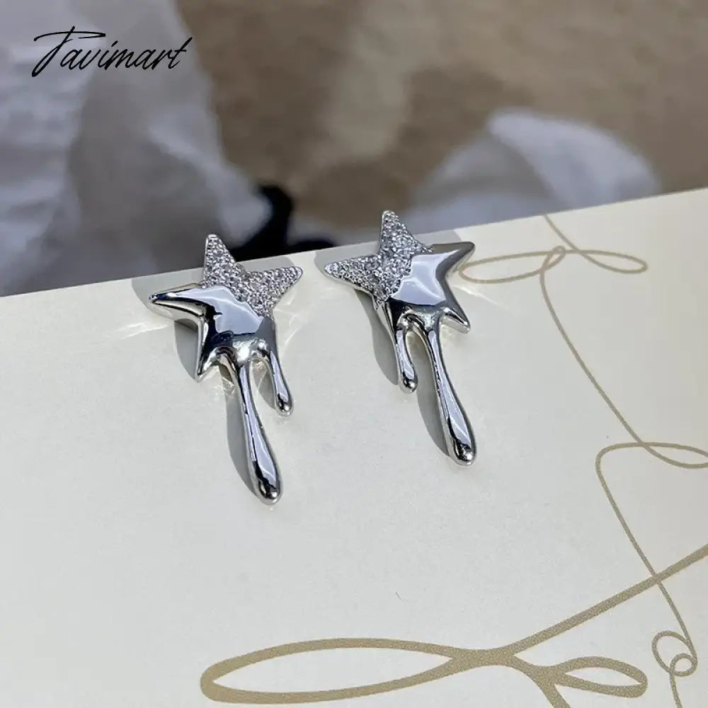 Micro Pave Metallic Star Earrings For Women Personality New Fashion Jewelry Earings Wholesale