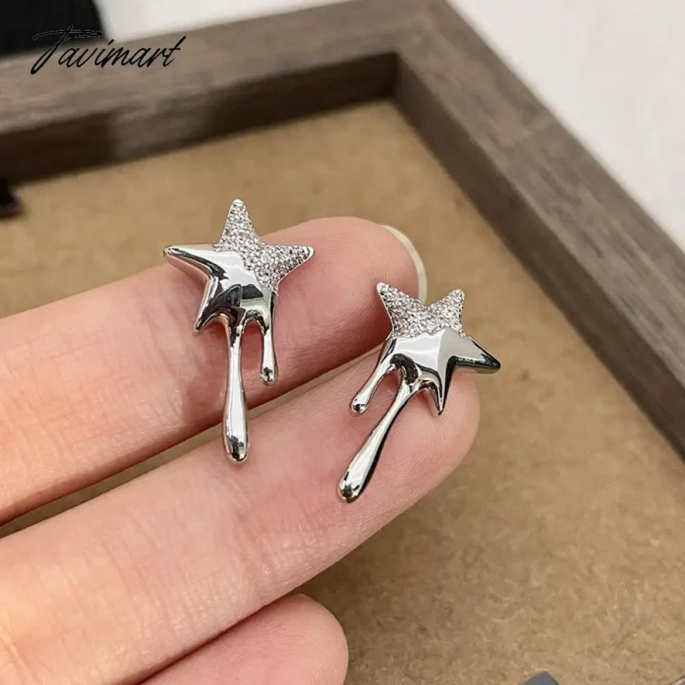 Micro Pave Metallic Star Earrings For Women Personality New Fashion Jewelry Earings Wholesale
