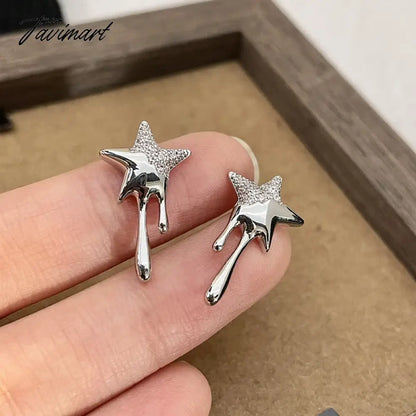 Micro Pave Metallic Star Earrings For Women Personality New Fashion Jewelry Earings Wholesale