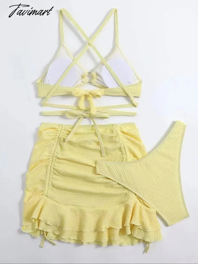 New Bikini Sexy Three Piece Women's Beach Swimsuit Fashion Lace-Up Swimsuit Suit Swimwear