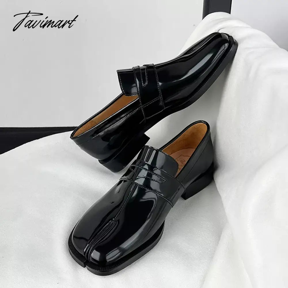 New Black Tabi Shoes Women Split Toe Flats Woman Pig Hoof Shoes chaussure femme Leisure Loafers Woman Fashion zapatos de mujer