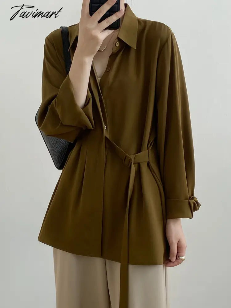 New Fashion Woman Blouses Long Sleeved Lapel Solid Colorshirt Women's New Loose Coats Single-breasted Women Shirt Tops