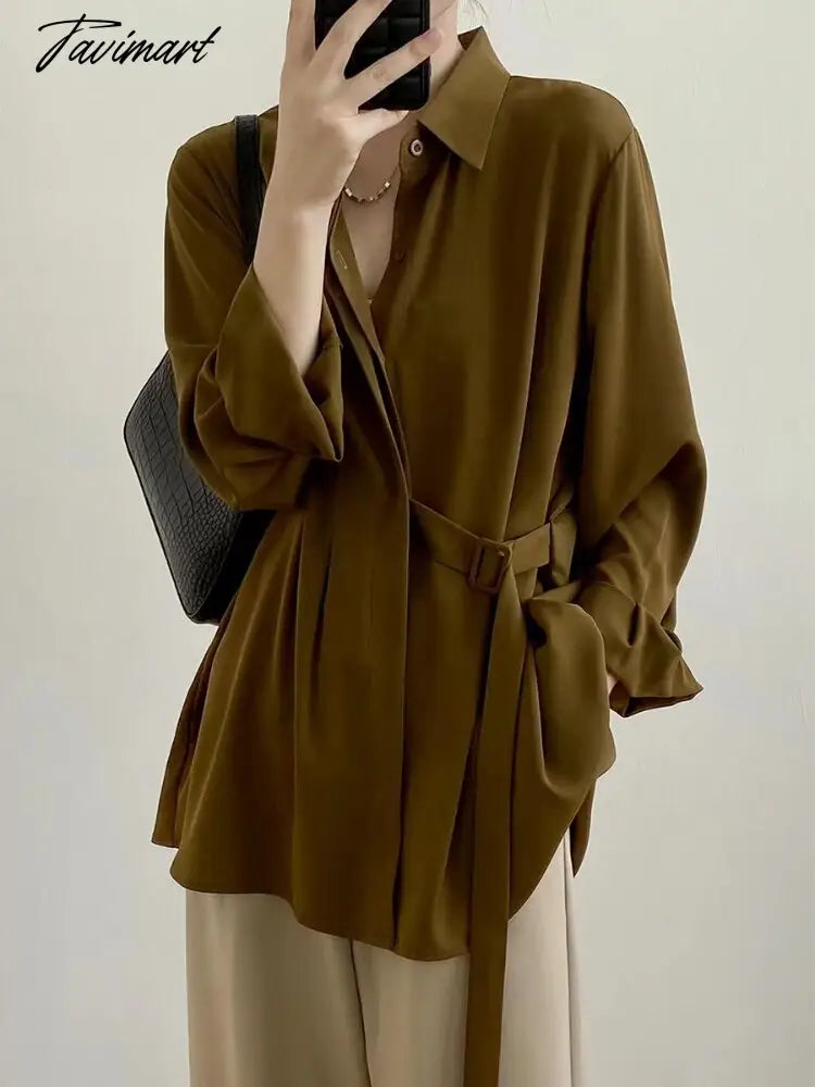 New Fashion Woman Blouses Long Sleeved Lapel Solid Colorshirt Women's New Loose Coats Single-breasted Women Shirt Tops