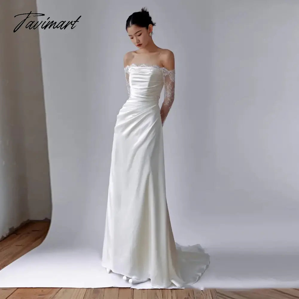 New Mermaid Wedding Dress Satin With Train Modest Wedding Dress with Sleeves Wedding Dresses for Bridesmaid Vestidos-de-fiesta