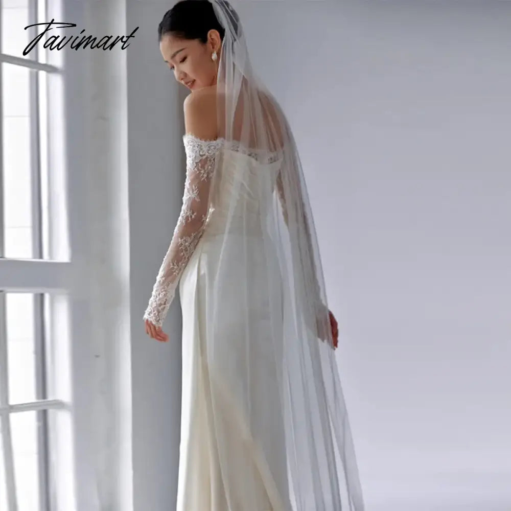 New Mermaid Wedding Dress Satin With Train Modest Wedding Dress with Sleeves Wedding Dresses for Bridesmaid Vestidos-de-fiesta