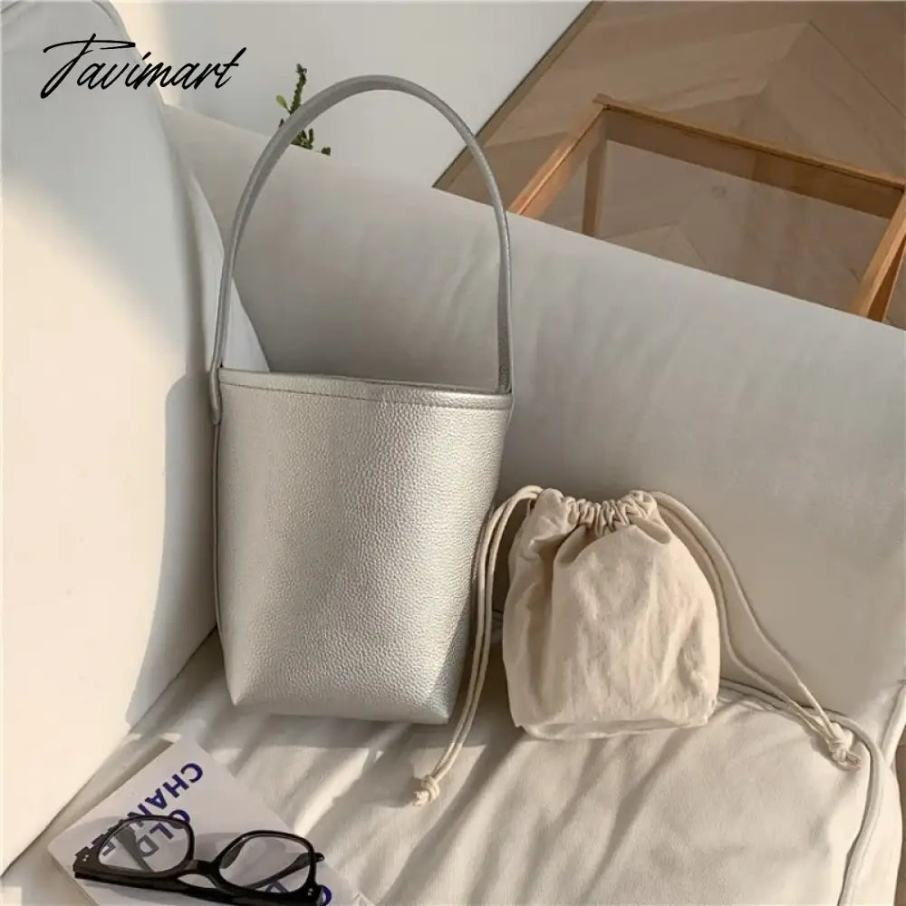 New Popular Trendy Bucket Bags for Women 2024 Solid All Match PU Shoulder Bag Fashion Office Lady Autumn Underarm Bag