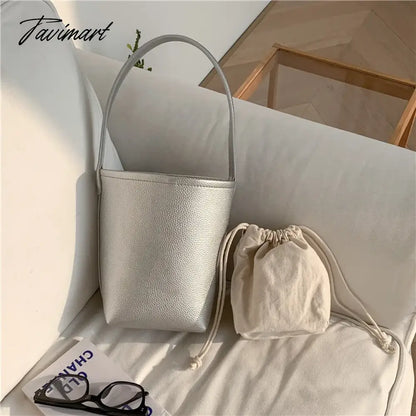New Popular Trendy Bucket Bags for Women 2024 Solid All Match PU Shoulder Bag Fashion Office Lady Autumn Underarm Bag
