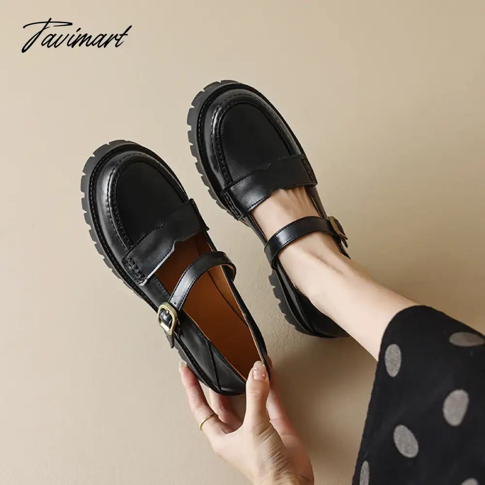 new Spring women pumps plus size 22-26.5cm length microfiber upper round toe Mary Jane shoes buckle Retro womens shoes