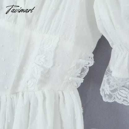 New Summer Solid O-neck Puff Sleeve Lace up High Waist Holiday Vocation Beach Women Mini Dress