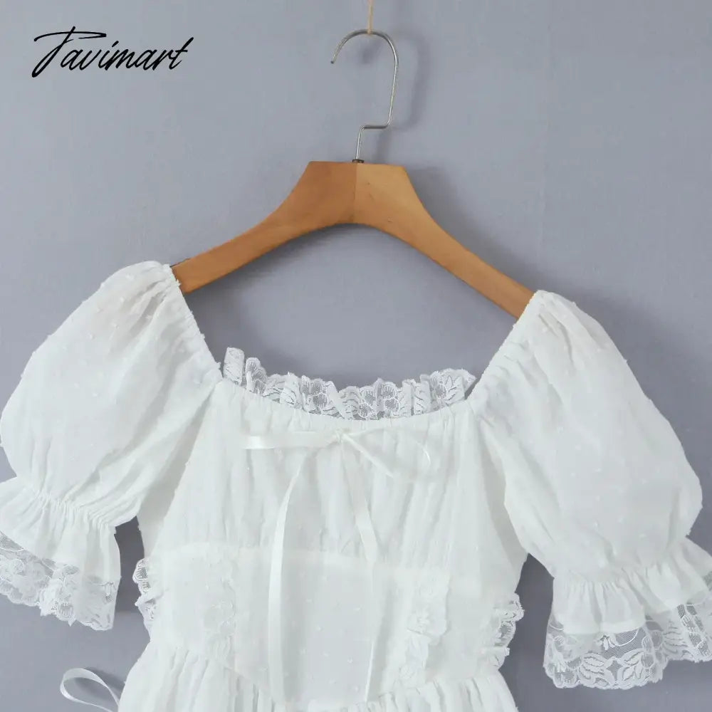 New Summer Solid O-neck Puff Sleeve Lace up High Waist Holiday Vocation Beach Women Mini Dress