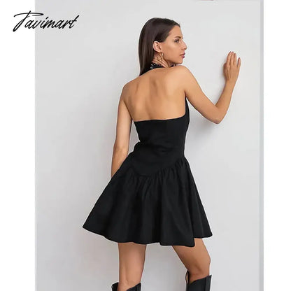 New White Lace Cotton Halter Neck Backless Dress Slim V-Neck Foreign Trade High-end Women's Clothing