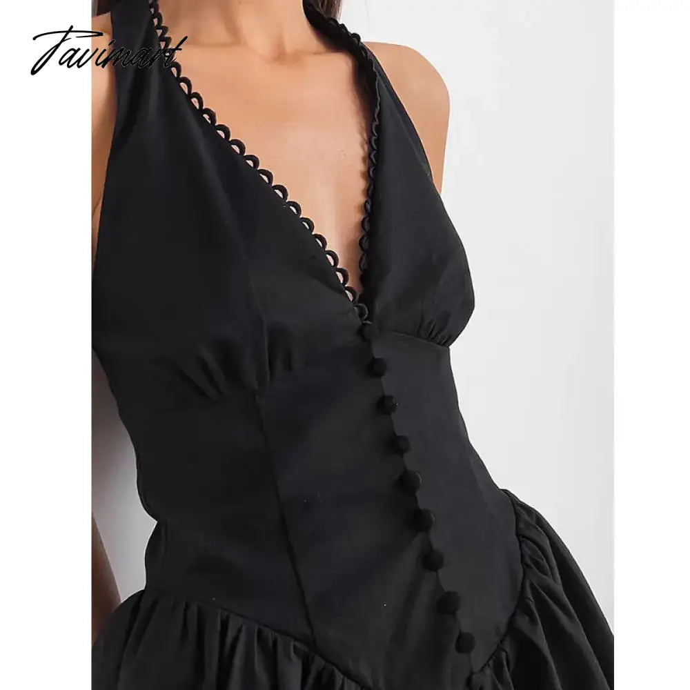 New White Lace Cotton Halter Neck Backless Dress Slim V-Neck Foreign Trade High-end Women's Clothing