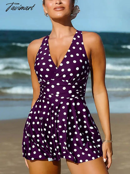 New Women Plus Size Swimsuit Dot Printed Swimwear Plus Size Two Piece Bathing Suit New Women's Swimdress Beachwear
