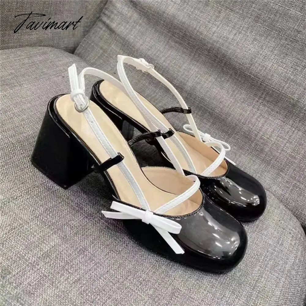 New Women Pumps 7CM Chunky High Heels Square Toe Slingback Prom Dress Shoes Summer Sandals Valentine Shoes