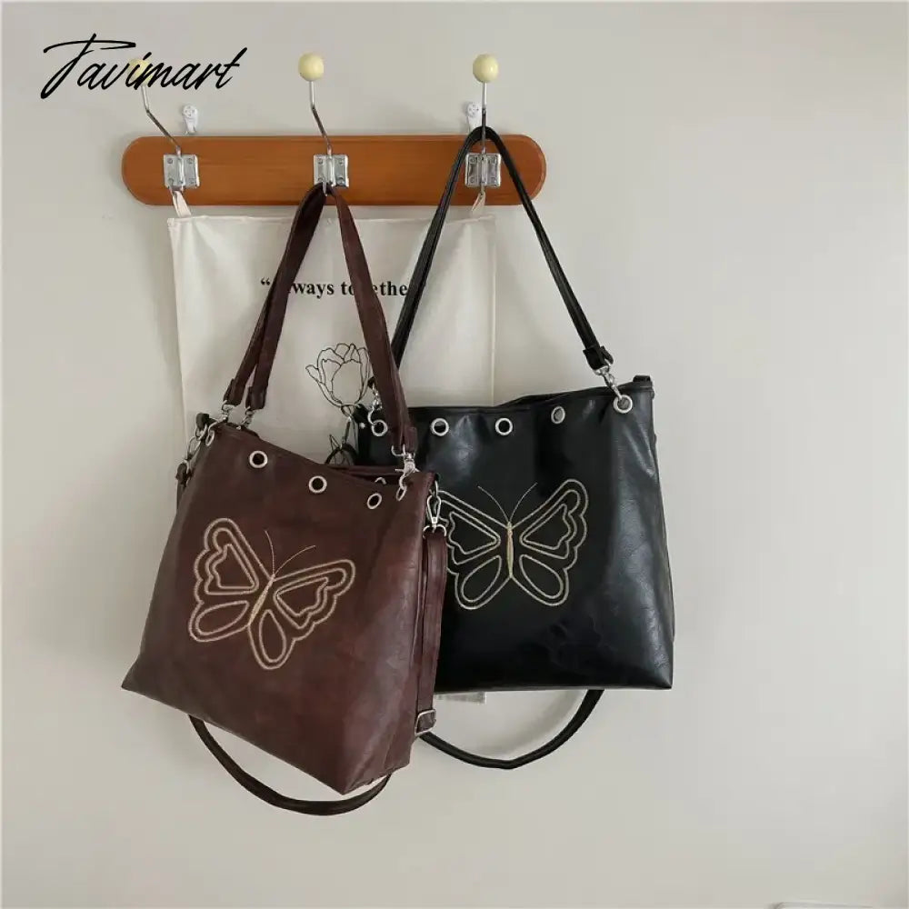 Niche Retro Academy Butterfly Embroidery Luxury Women's Bags Long Bag Strap Autumn New Designer Trendy Messenger Shoulder Bag