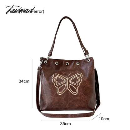 Niche Retro Academy Butterfly Embroidery Luxury Women's Bags Long Bag Strap Autumn New Designer Trendy Messenger Shoulder Bag