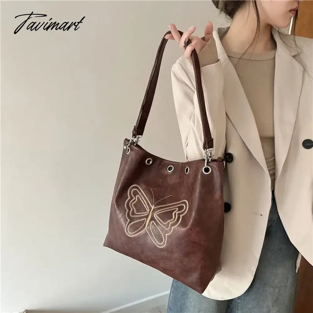 Niche Retro Academy Butterfly Embroidery Luxury Women's Bags Long Bag Strap Autumn New Designer Trendy Messenger Shoulder Bag