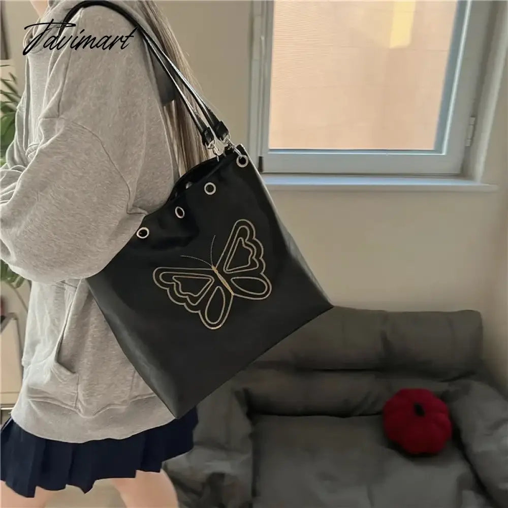 Niche Retro Academy Butterfly Embroidery Luxury Women's Bags Long Bag Strap Autumn New Designer Trendy Messenger Shoulder Bag