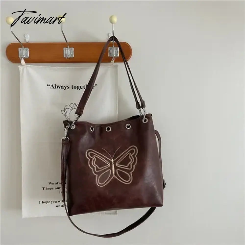 Niche Retro Academy Butterfly Embroidery Luxury Women's Bags Long Bag Strap Autumn New Designer Trendy Messenger Shoulder Bag