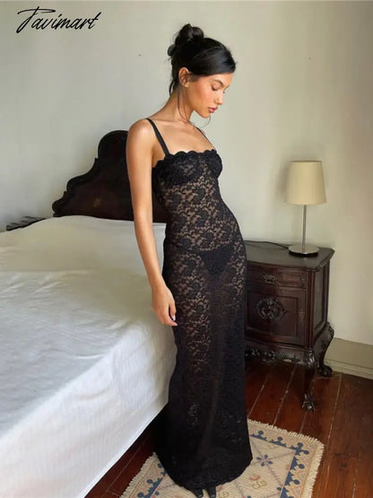 Night Dress Women Sexy Slim Fit Slip Dress See Through Prom Gown One Word Neckline Skims Dress Lace Women's Summer Skirt