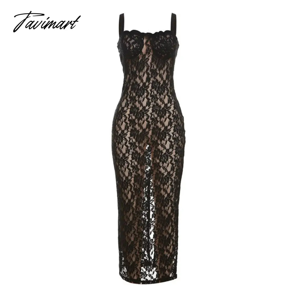 Night Dress Women Sexy Slim Fit Slip Dress See Through Prom Gown One Word Neckline Skims Dress Lace Women's Summer Skirt