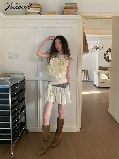 O Neck Spring Summer T-shirt Romance 3D Flower Sleeveless Vest Y2k Tops Harajuku Style Tank Top Fashion Ropa De Mujer