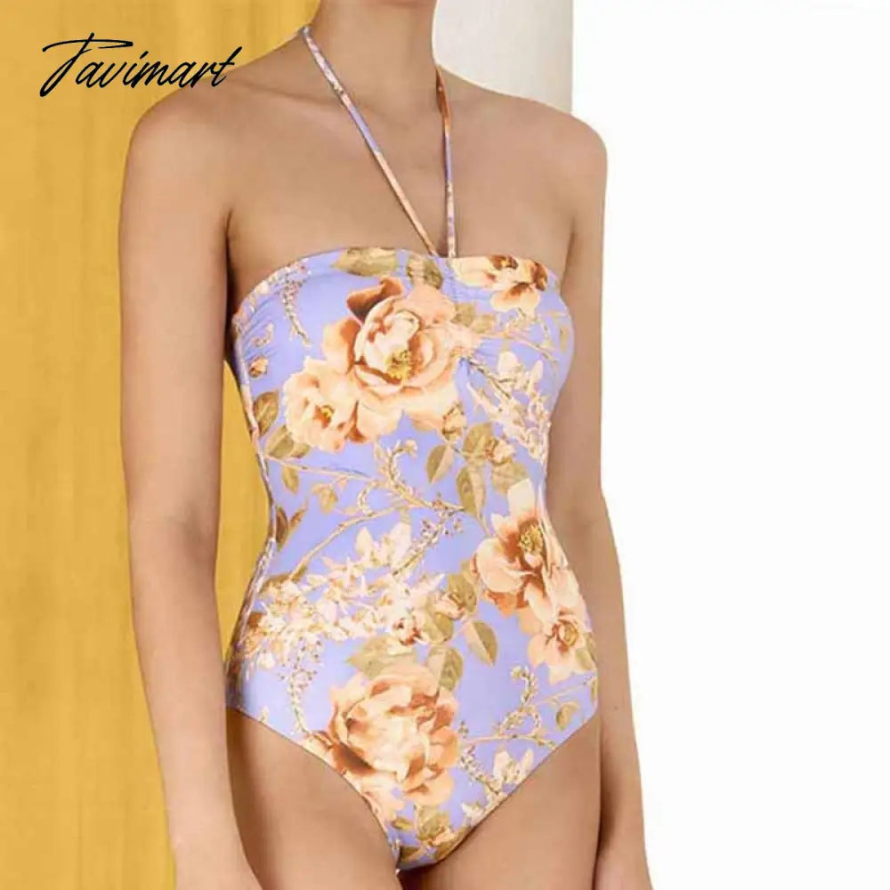 One Piece Sexy Backless Swimsuit Women Fashion Hanging Neck Strap Bikini Summer Holiday Beachwear Cover Up Swimwear Female