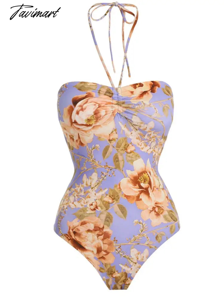 One Piece Sexy Backless Swimsuit Women Fashion Hanging Neck Strap Bikini Summer Holiday Beachwear Cover Up Swimwear Female